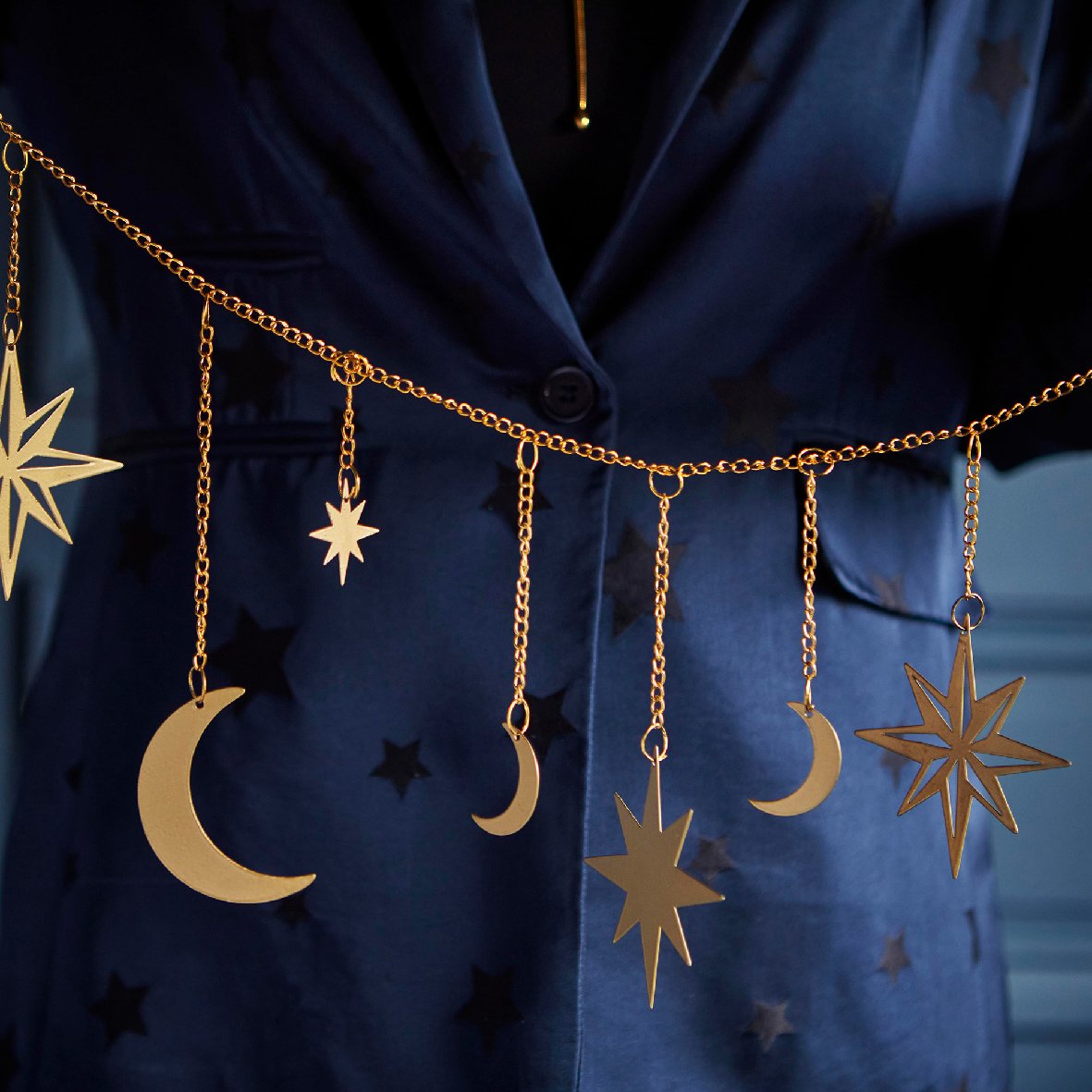 Guirlande Lune et étoiles Or - Déco de Noël pour la maison - Eminza