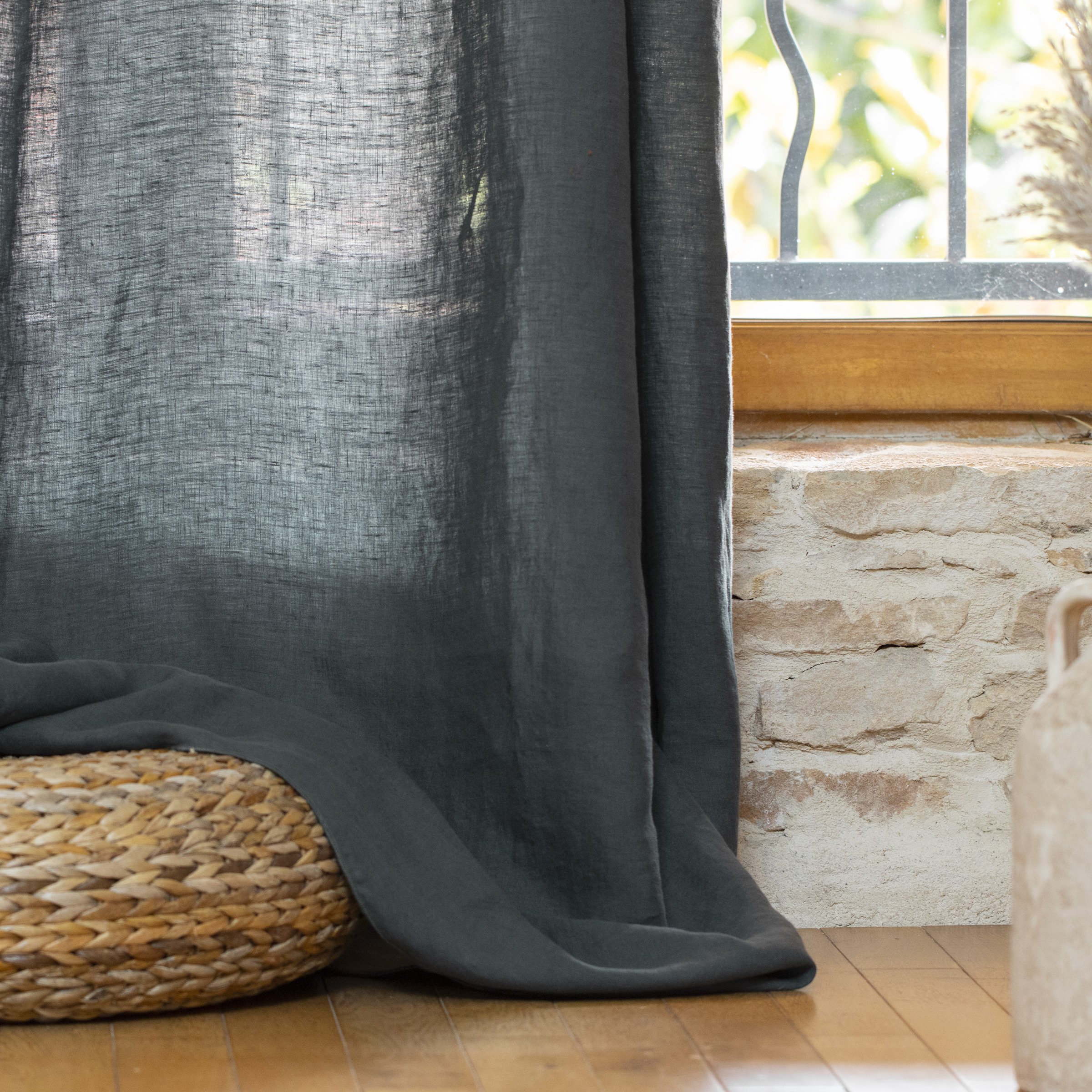 Tenda regolabile lino lavato (140 x max 270 cm) Louise Verde rosmarino -  Tende/Tende trasparenti/ Tende a rullo - Eminza