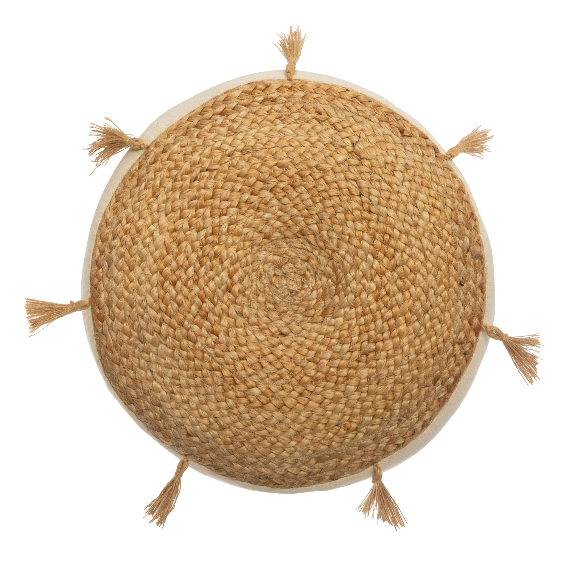 Fodera Cuscino Da Pavimento Rotondo Mandala 80 Cm – Cuscino Bohemien Con Pom Pom E Pizzo, Blu Verde Marrone, Solo Coperta