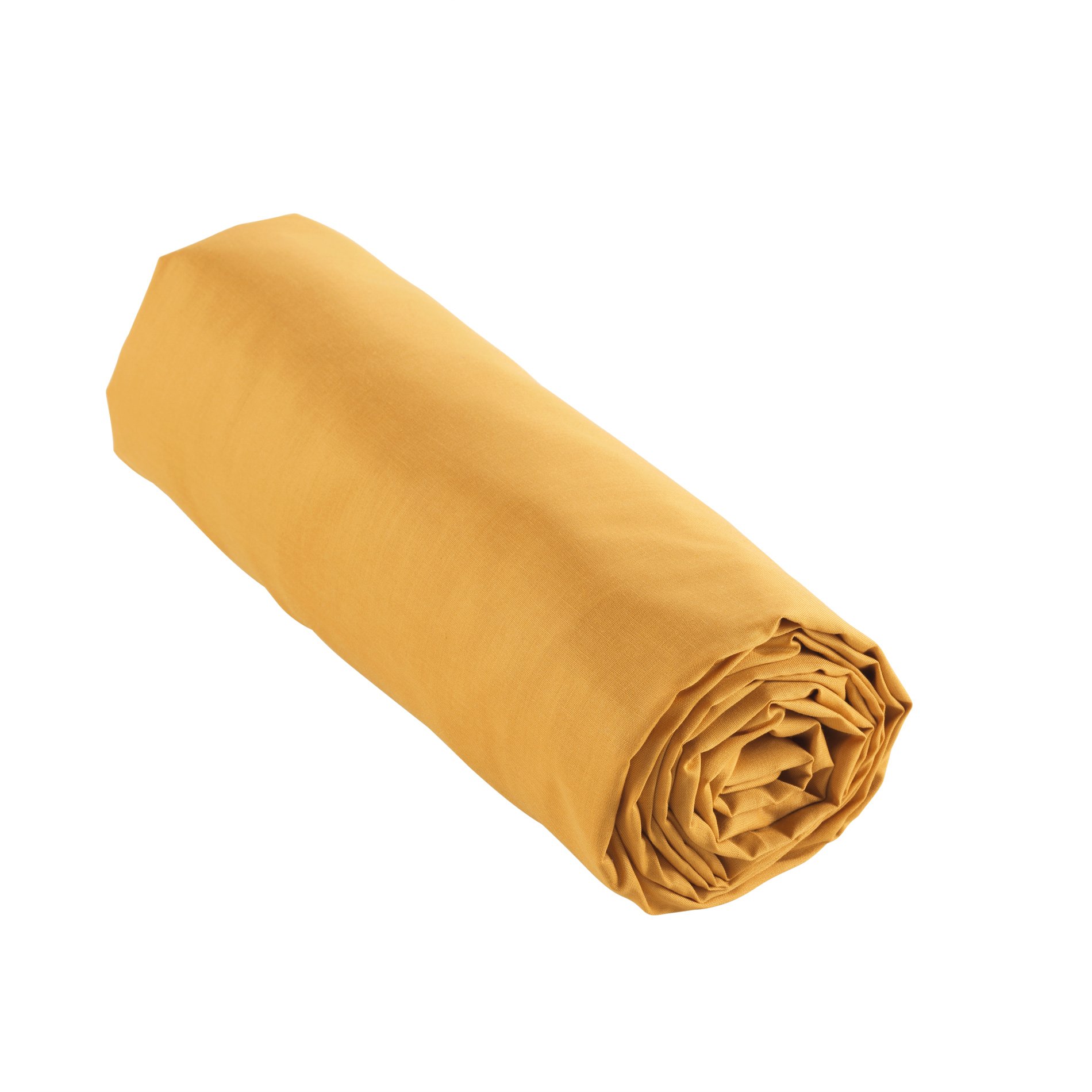Drap housse percale de coton (140 cm) Cali Jaune moutarde - Linge de lit -  Eminza