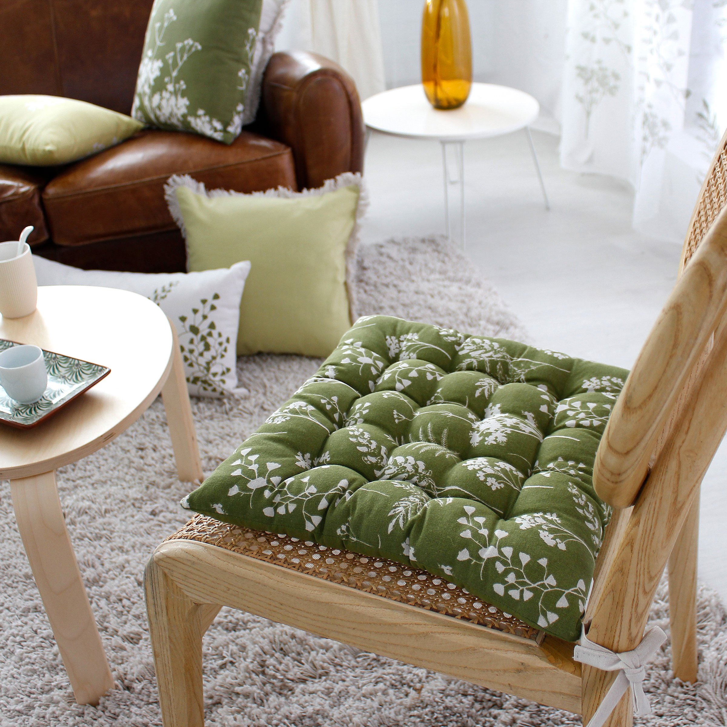 Cuscino per sedie da cucina cuscini imbottiti in cotone a quadri marrone  40x40 cm