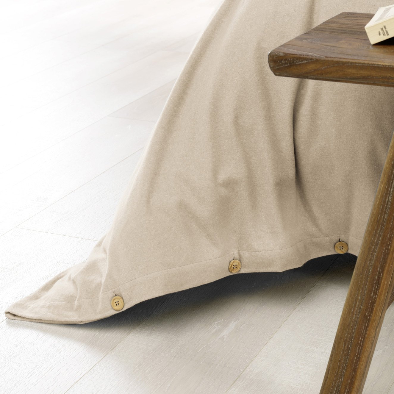 Housse De Couette 240x220 Cm En Flanelle De Coton à Carreaux Beige - Bastien - Douce, Chaude Et Infroissable