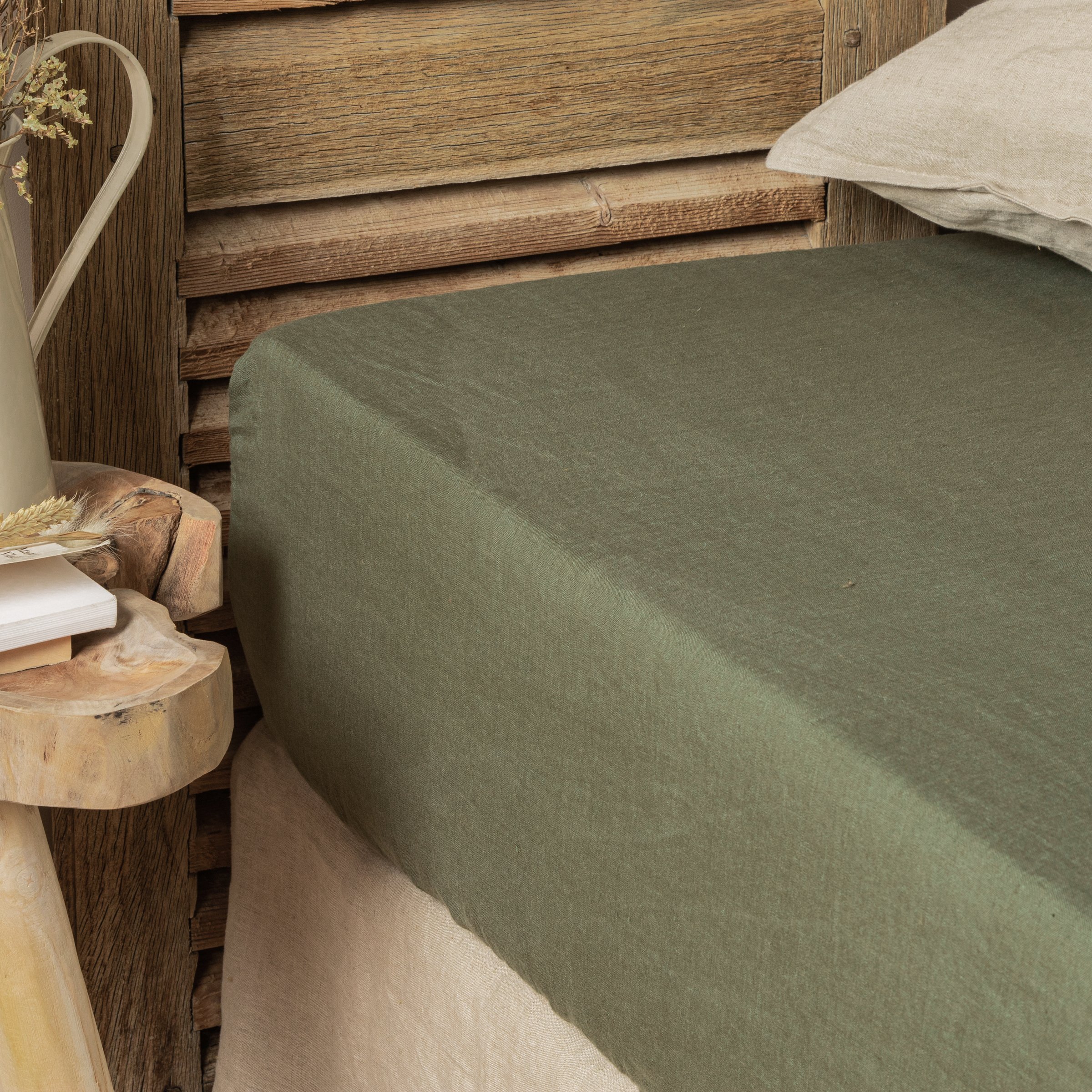 Sábana bajera en franela de algodón (160 cm) Théa Verde romero - Ropa de  cama - Eminza