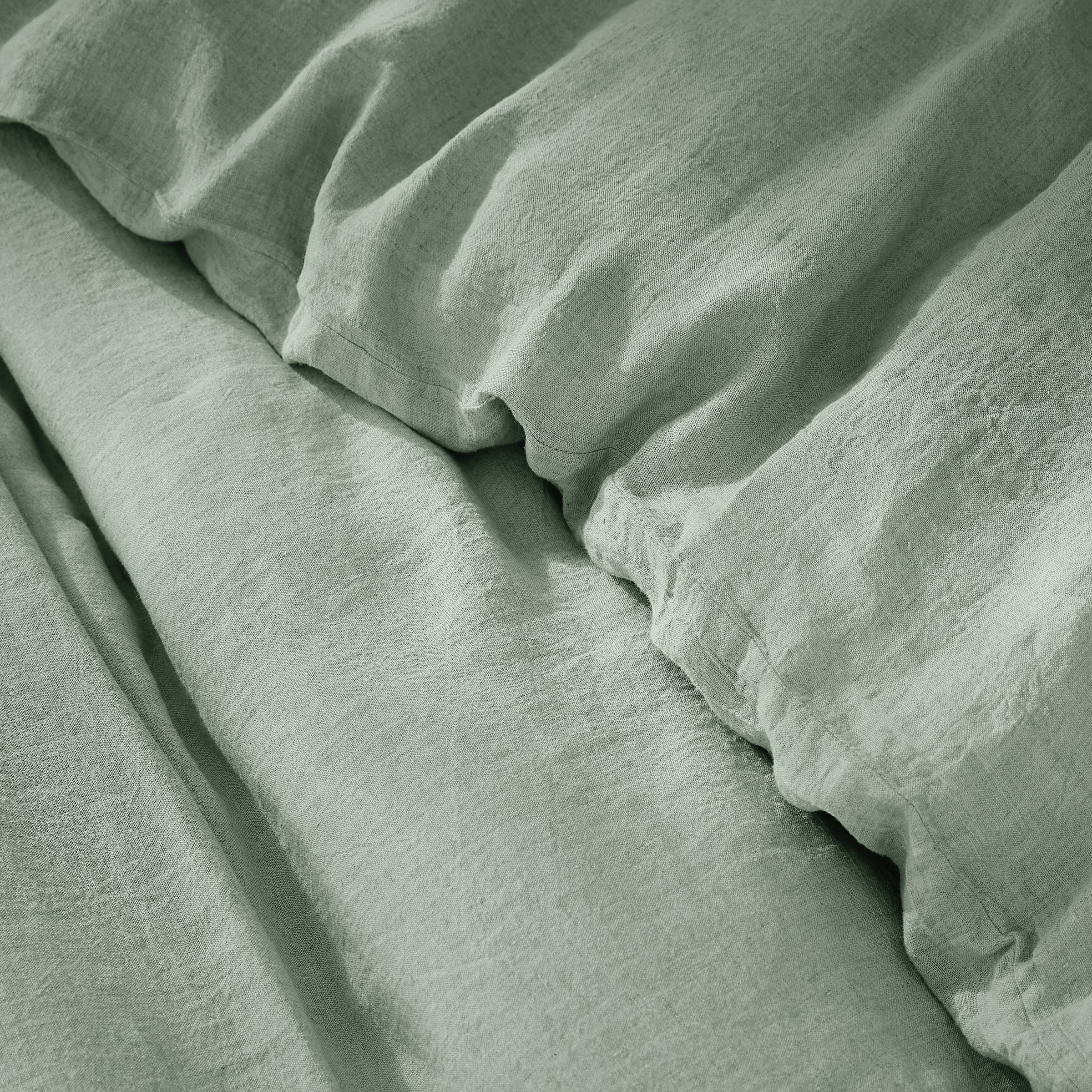 Taie d'oreiller rectangulaire lin lavé (70 cm) Louise Vert eucalyptus -  Linge de lit - Eminza