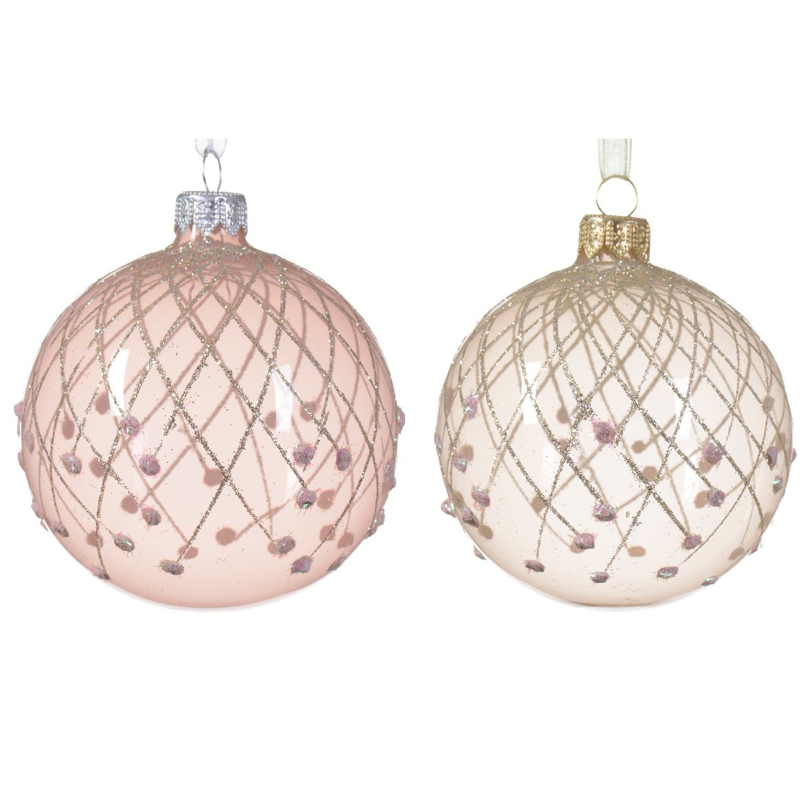 24 Boules De Noël En Verre 6 Cm - Intérieur Argenté, Extérieur Laqué, Pour Sapin De Noël