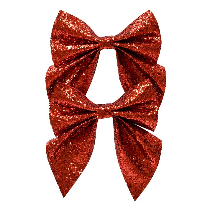 12 Arcs De Noël Pailletés Rouge - 12x15 Cm - Nœuds Ruban Déco Sapin, Cadeaux, Guirlande
