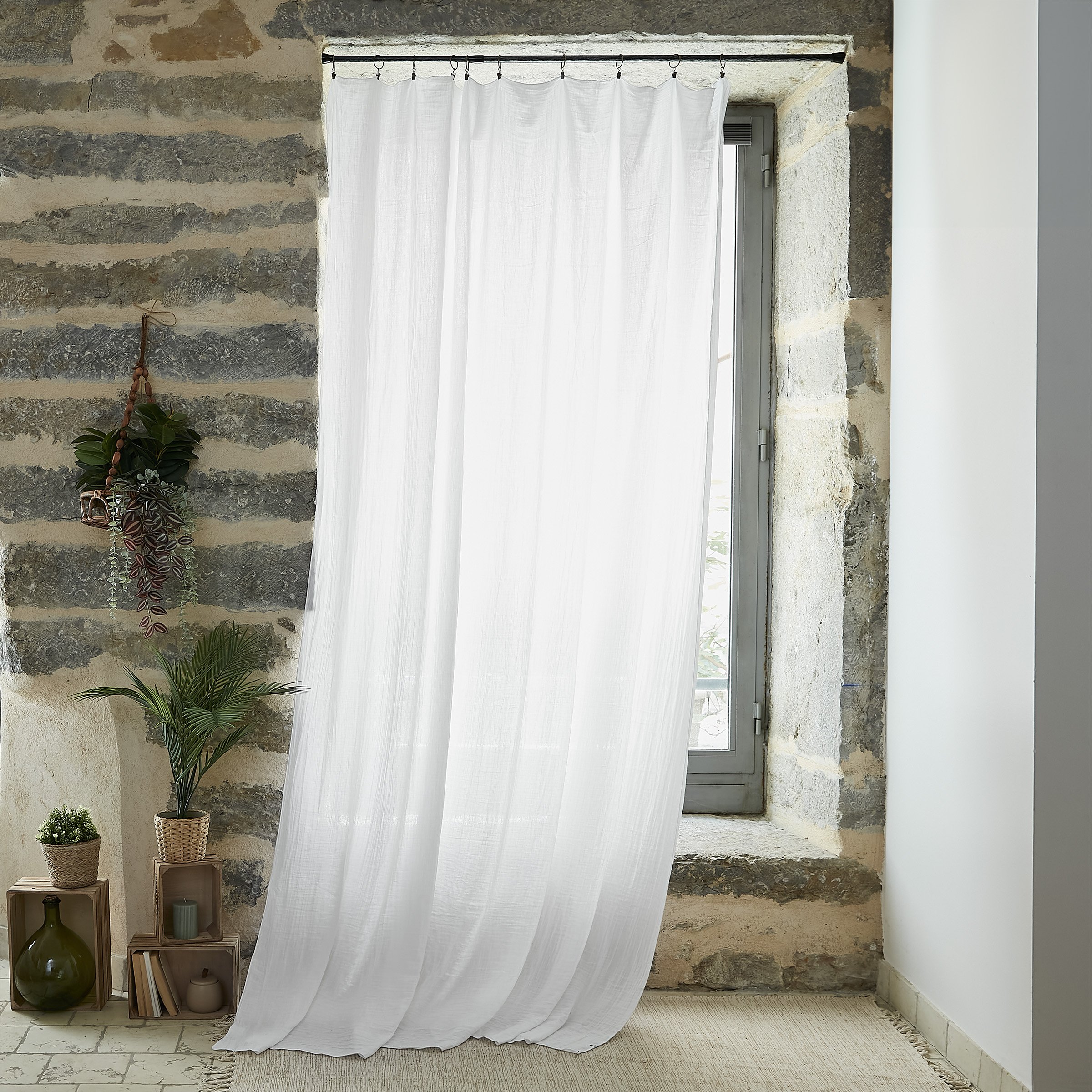 Cache-Sommier En Double Gaze De Coton 140x190 Cm - Jupe 30 Cm, Couleur Jaune Safran - Gaia