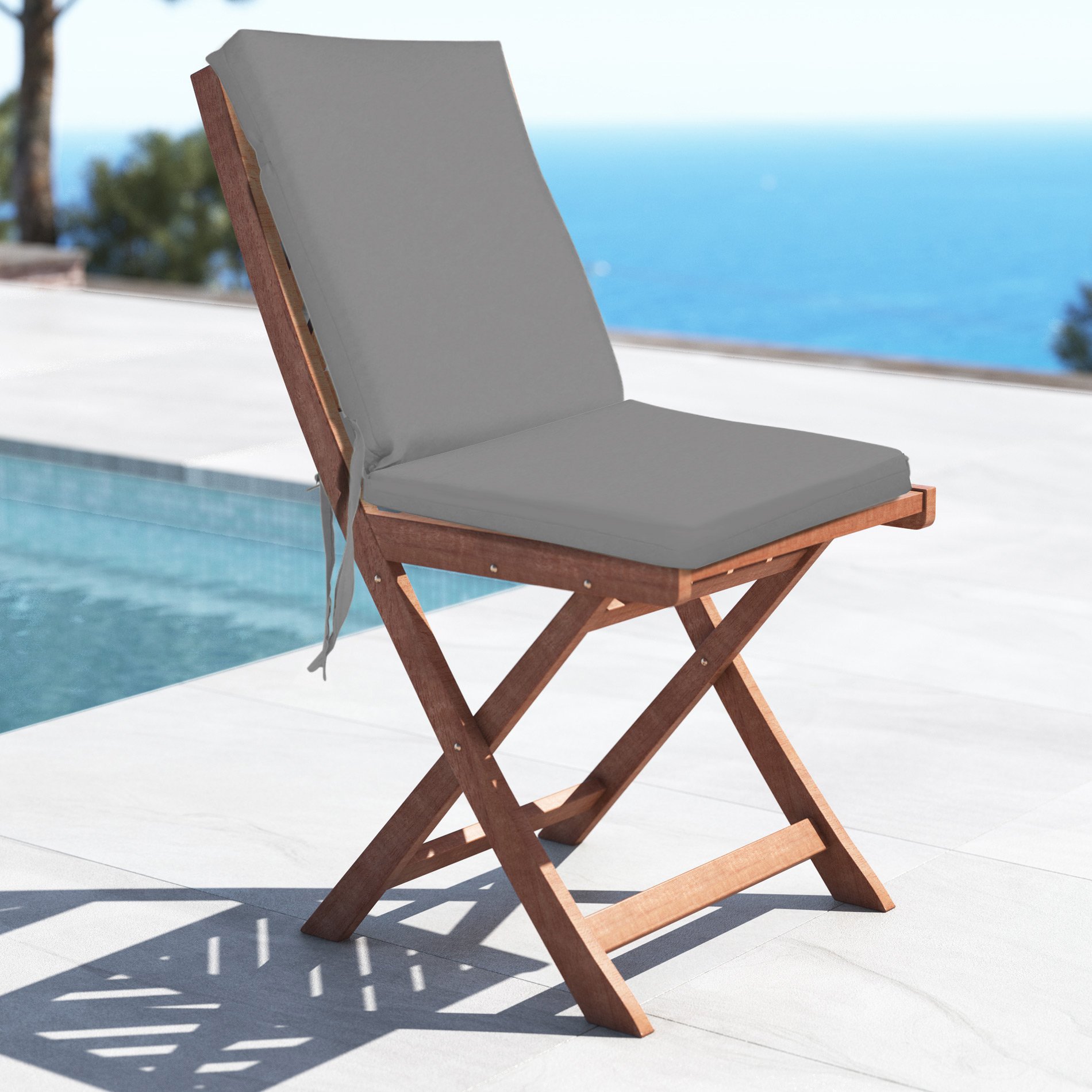 Galette de chaise avec dossier (L90 cm) Mambo Gris anthracite - Textile  d'extérieur - Eminza