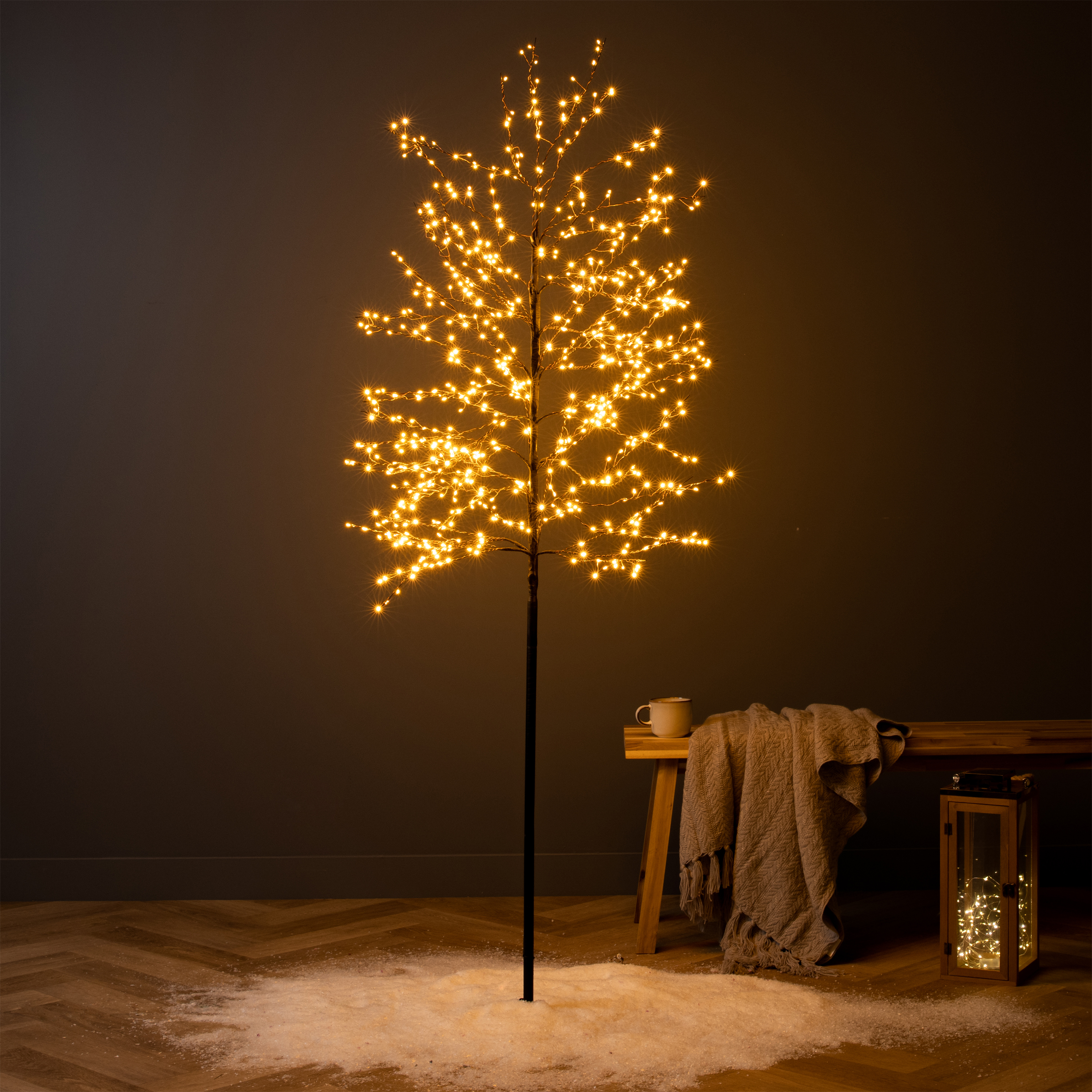 Arbre lumineux de Noël métal 90 cm 210 LED blanc chaud et froid extérieur