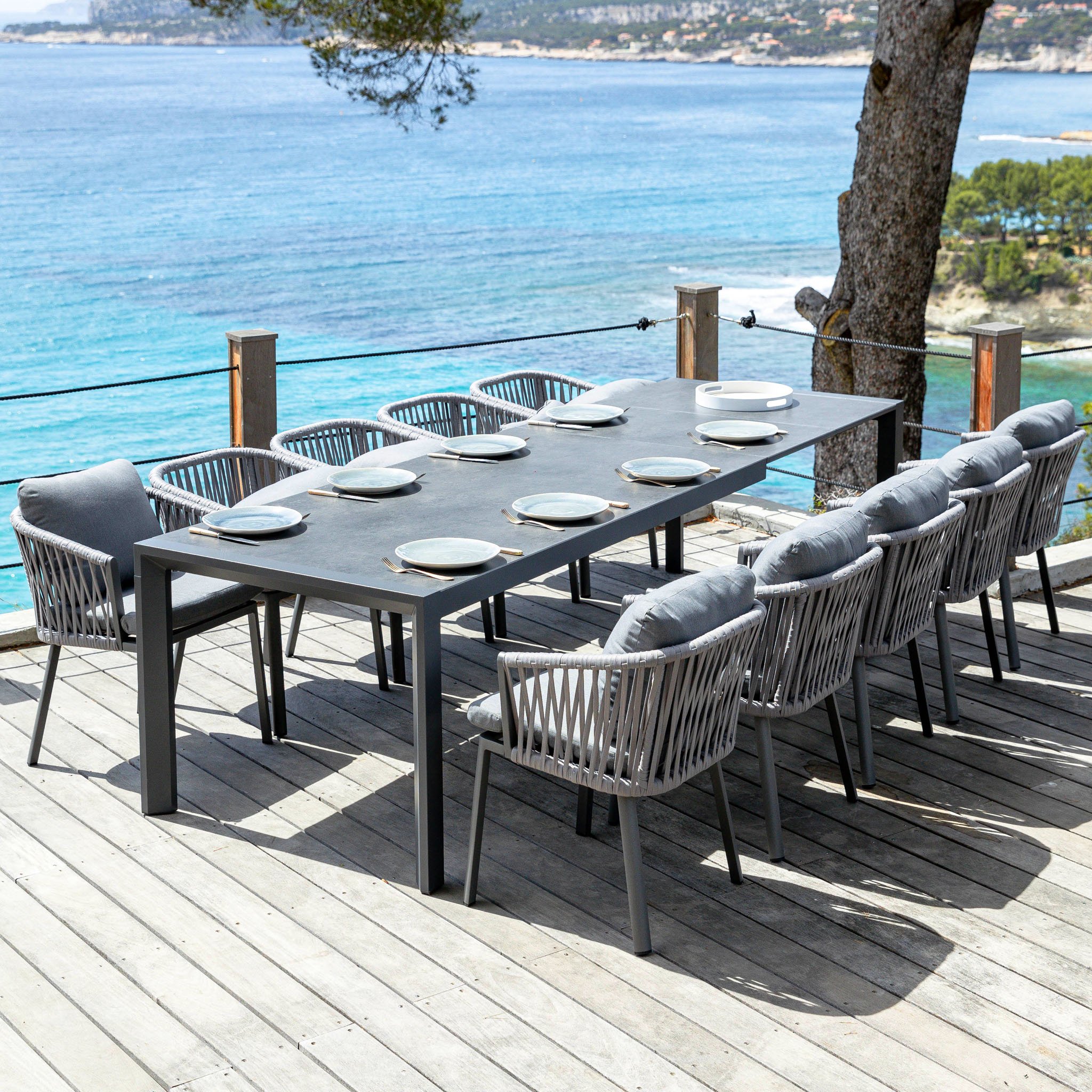 Neue Ankunft Gartentisch ausziehbar Aluminium Amalfi (bis zu & 12 300 Eminza - x cm Loungemöbel Gartenmöbel 96 Anthrazitgrau Pers.) - - 