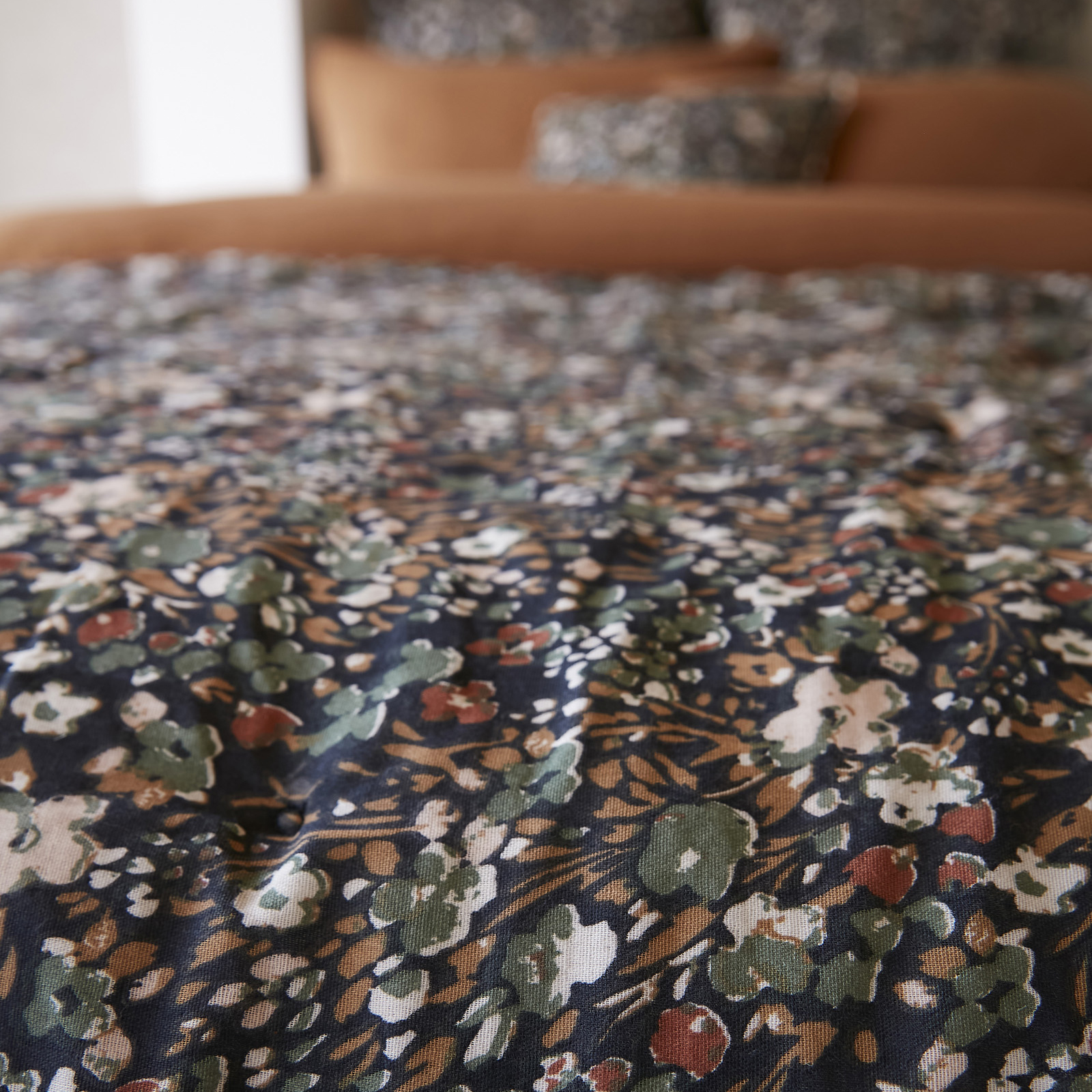Runner letto garza di cotone (150 x 150 cm) Gaïa Blu notte - Biancheria da  letto - Eminza