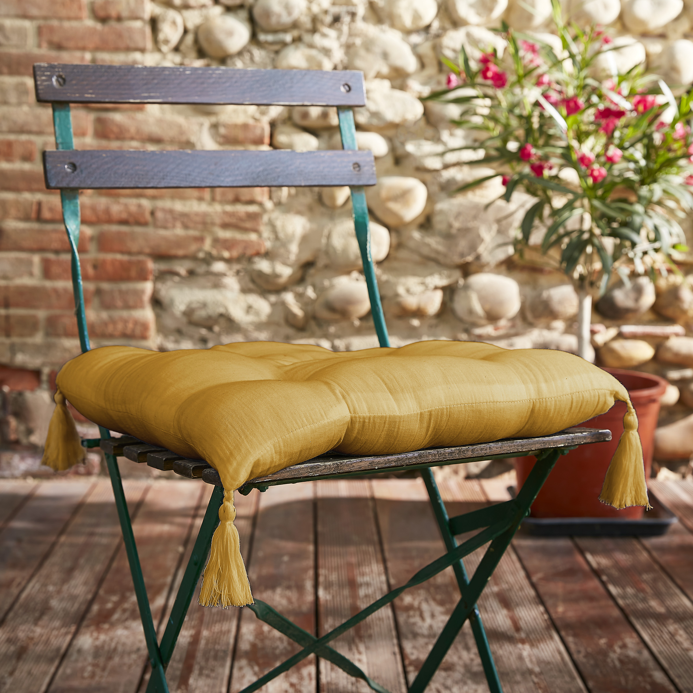 Coussin de chaise (40 cm) Gaïa Jaune safran - Déco textile - Eminza