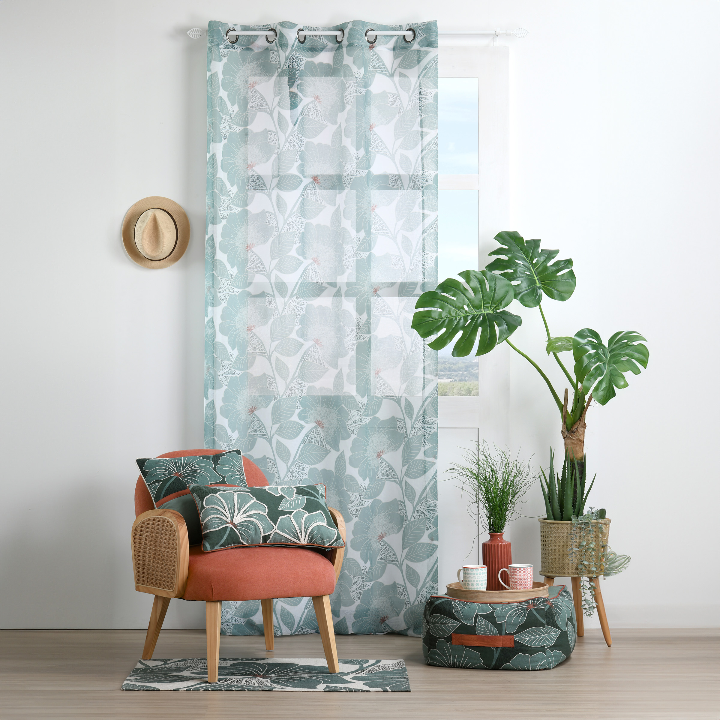 UNIVERSDECOR Paire Rideaux Effet Lin Moonlight 140x260 Cm Terracotta - Tamisants à Œillets