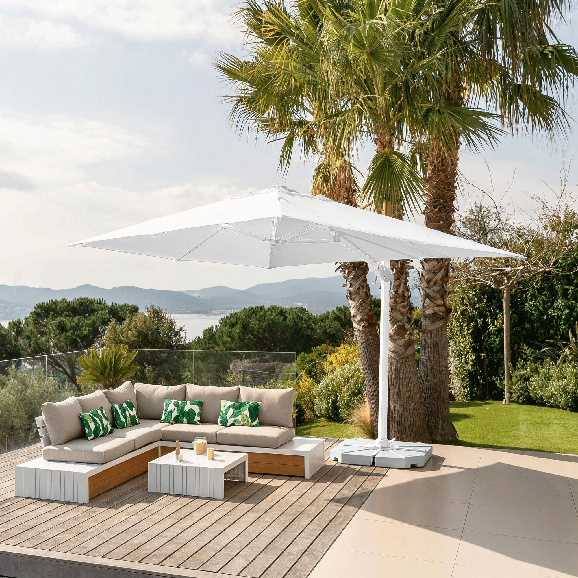 Parasol D port Rectangulaire Aluminium 4 X 3 M Yucatan Blanc 