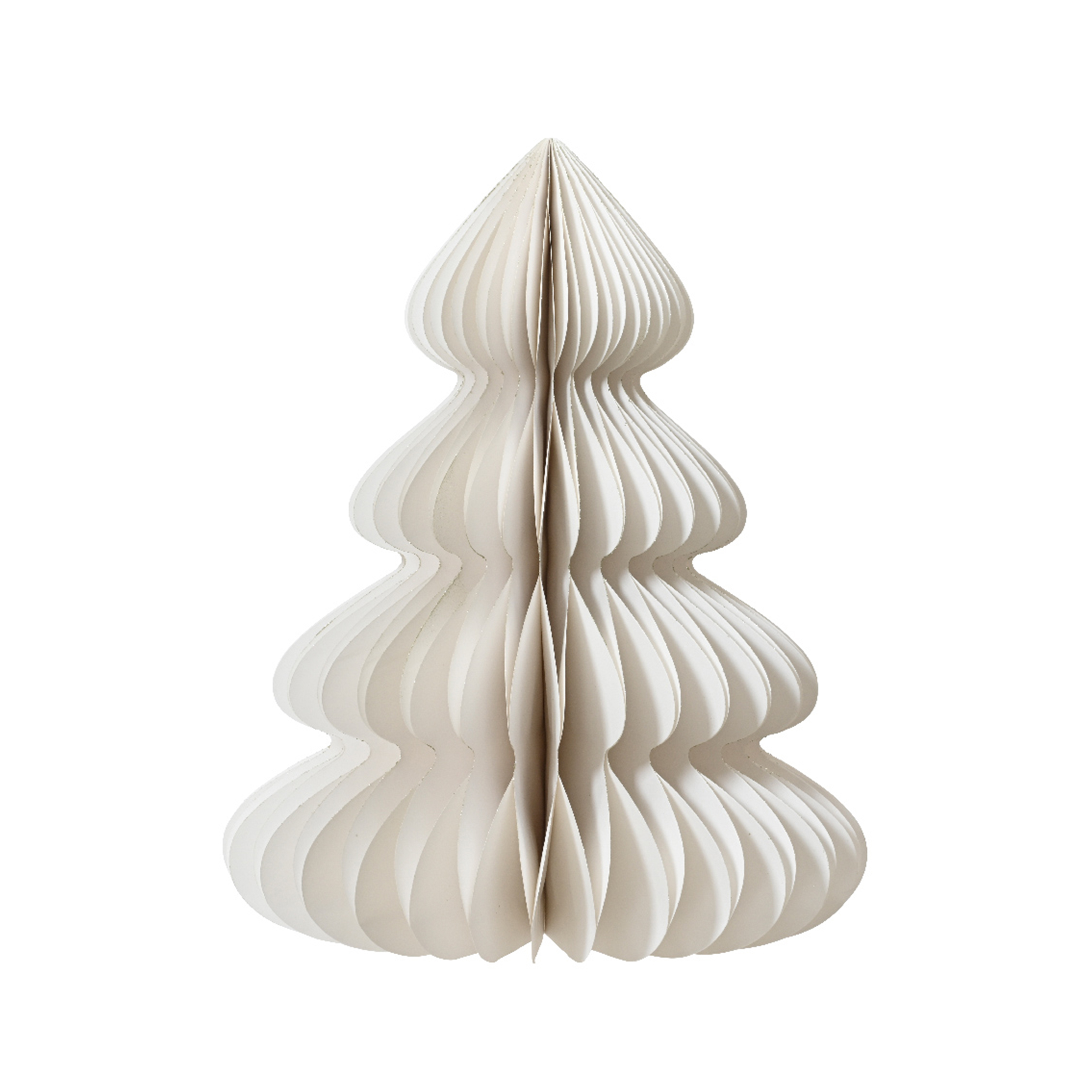 Sapin De Noël En Papier Vert Sauge Avec Bordure Dorée - Décoration Accordéon 8 Cm Pour Table Ou Cheminée