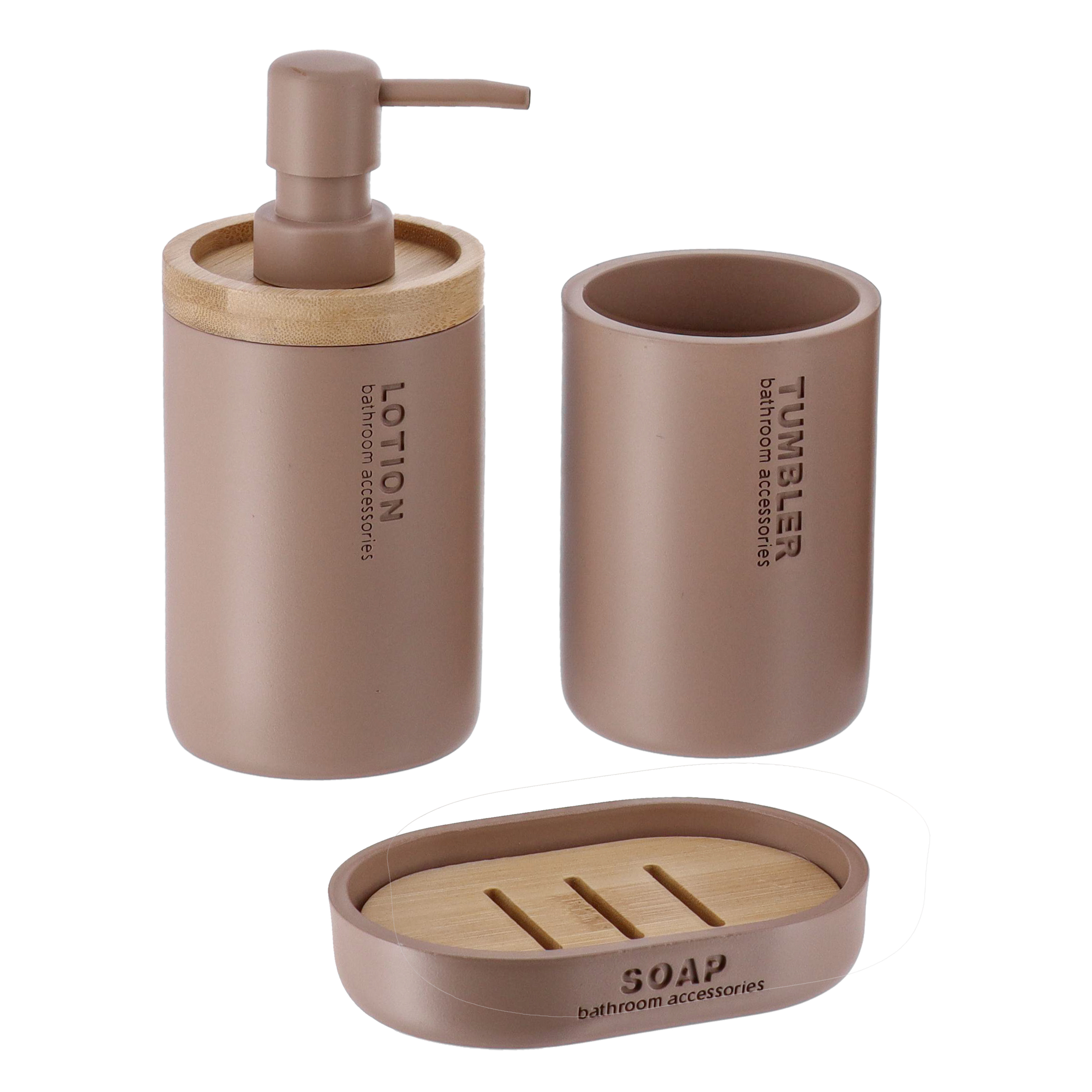Ensemble Salle De Bain En Bambou - 4 Pièces (porte-brosse à Dents, Distributeur, Gobelet, Porte-savon) - Noir