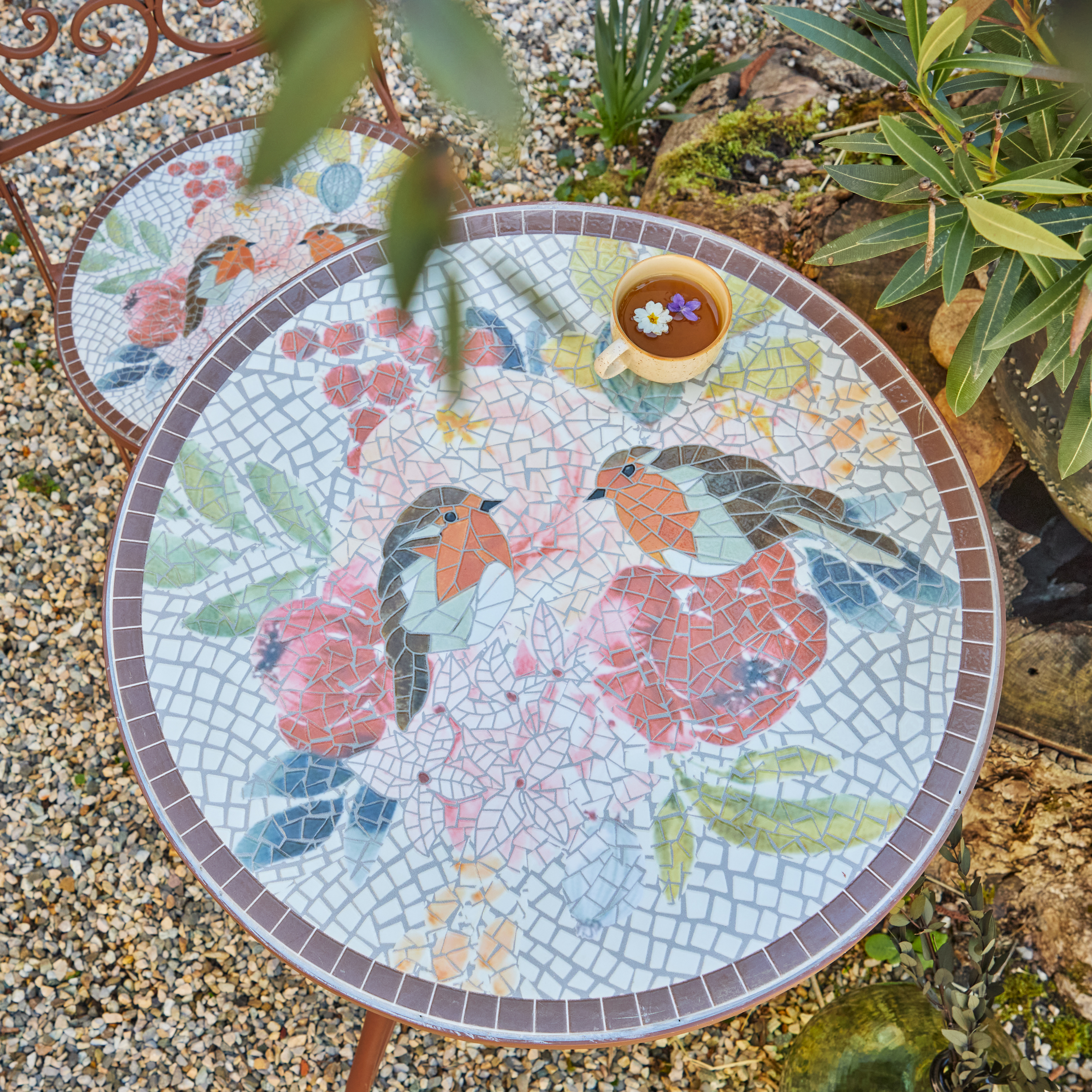 Table Bistrot Ronde En Mosa que Aberdeen Marron Salon De Jardin 