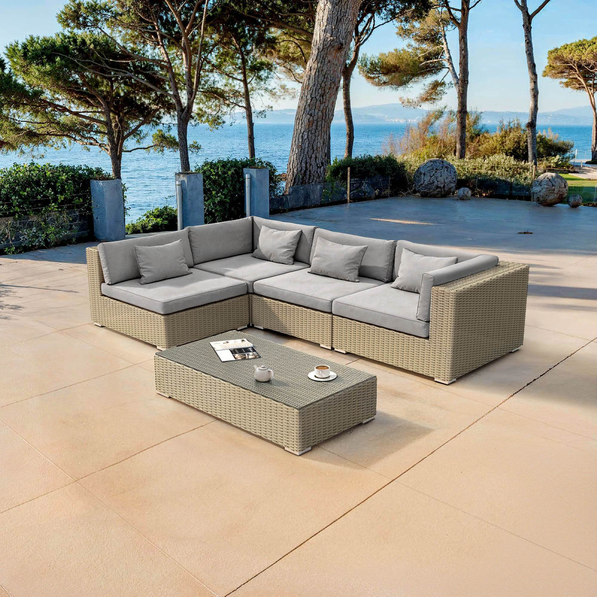 Salon De Jardin En R sine Tress e 4 Places 5 Pcs Palma Gris Salon De 