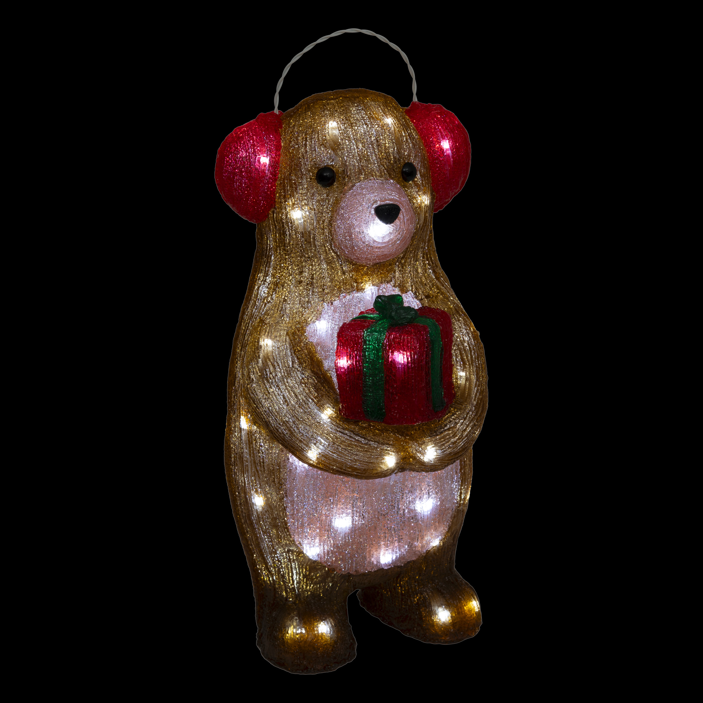 Oso luminoso solar de acrÃlico 60 LED (27,5 x 20,5 cm) Cache-oreilles Marrón